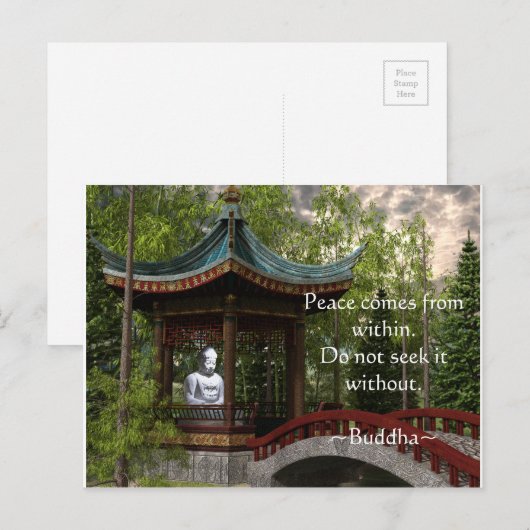 Vrede van binnenuit, Boeddha Quote Briefkaart (Voorkant / Achterkant)