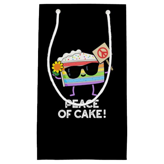 Vrede van Cake Funny Food Pun Dark BG Klein Cadeauzakje (Voorkant)