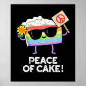 Vrede van Cake Funny Food Pun Dark BG Poster (Voorkant)