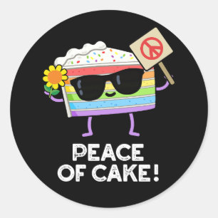 Vrede van Cake Funny Food Pun Dark BG Ronde Sticker