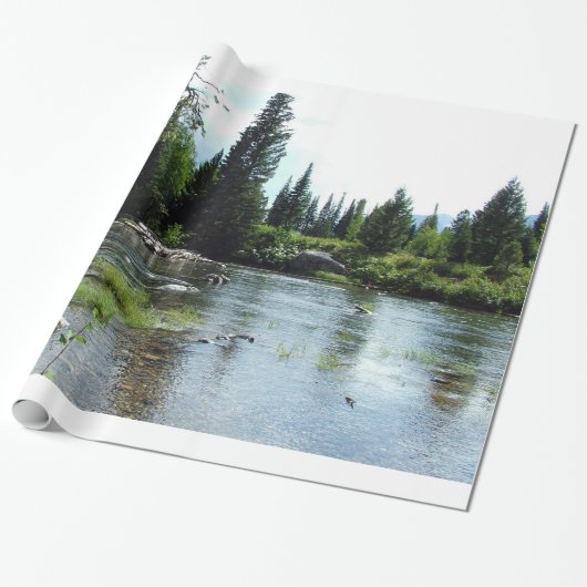 vrede van de natuur - heldere rivier, bomen... cadeaupapier (Uitgerold)