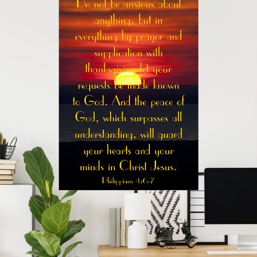 Vrede van God-tweeslachtige Philipzen 4:6-7 poster (Thuiskantoor)