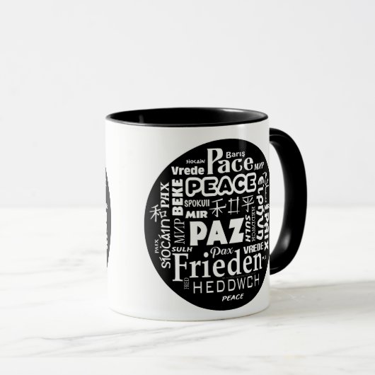 Vrede van koffie-mok in meerdere talen mok (Voorkant rechts)