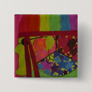 Vrede Vierkante Button 5,1 Cm