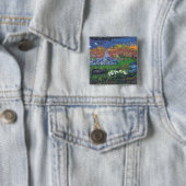 Vrede Vierkante Button 5,1 Cm (In situ)