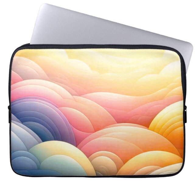 Vrede vinden in de Puffy Dreamy Clouds Laptop Sleeve (Voorkant)