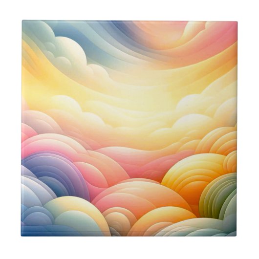 Vrede vinden in de Puffy Dreamy Clouds Tegeltje (Voorkant)