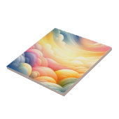 Vrede vinden in de Puffy Dreamy Clouds Tegeltje (Zijkant)