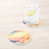 Vrede vinden in de Puffy Dreamy Clouds Zandsteen Onderzetter (Zijkant)