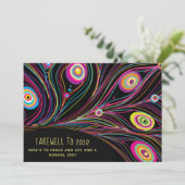 Vrede voor 2020 Modern Peacock Gepersonaliseerd Feestdagenkaart (Staand voorkant)