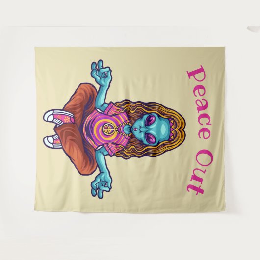 Vrede voor Alien Hippie Wandkleed (Voorkant (horizontaal))