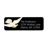 Vrede voor alle elegante witte duif op zwart etiket (Voorkant)