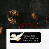 Vrede voor alle elegante witte duif op zwart etiket