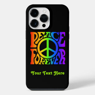 Vrede Voor altijd Vintage Retro Regenboog Custom iPhone 14 Pro Max Hoesje