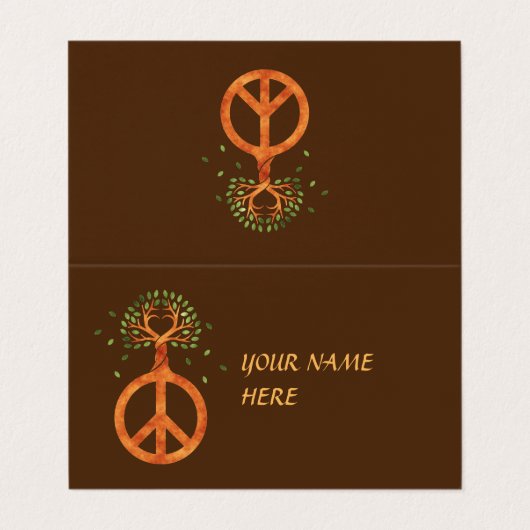 Vrede voor bomen - ventilatorhart 1 visitekaartje (Buitenkant ongevouwen)