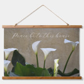 Vrede voor dit huis Calla Lelies Bloemen Hangend Wandkleed (Voorkant)