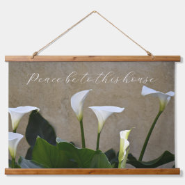 Vrede voor dit huis Calla Lelies Bloemen Hangend Wandkleed