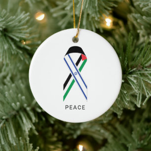 Vrede voor Israël en Palestina vlaggen lint gebrui Keramisch Ornament