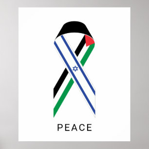 Vrede voor Israël en Palestina vlaggen lint wit Poster