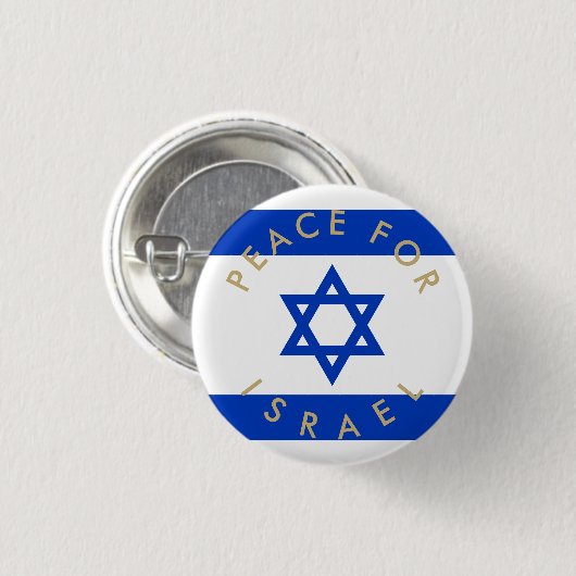 Vrede voor Israël gouden aangepaste tekst en Israë Ronde Button 3,2 Cm (Voorkant /achterkant)