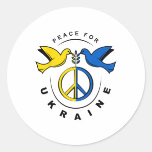 Vrede Voor Oekraïense Duif Oekraïense Vlag Ik Sta Ronde Sticker