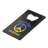 vrede voor Oekraïne Creditkaart Flessenopener (Voorkant Gekanteld)