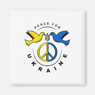 Vrede Voor Oekraïne Duif Oekraïense Vlag Ik Sta Me Magneet