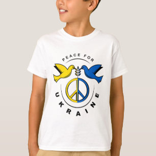 Vrede Voor Oekraïne Duif Oekraïense Vlag Ik Steun T-shirt