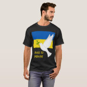 Vrede voor Oekraïne Flag White Dove Symbol T-shirt (Voorkant volledig)