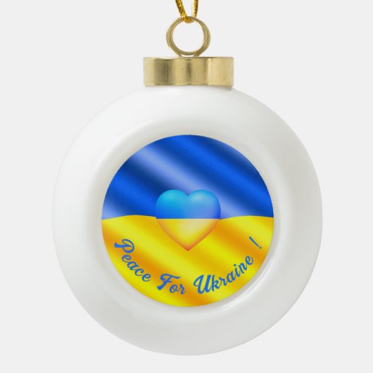 Vrede voor Oekraïne kerstversiering Oekraïense vla Keramische Bal Ornament (Voorkant)