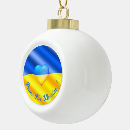Vrede voor Oekraïne kerstversiering Oekraïense vla Keramische Bal Ornament (Rechts)