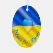 Vrede voor Oekraïne kerstversiering Oekraïense vla Metalen Ornament (Voorkant Rechts)