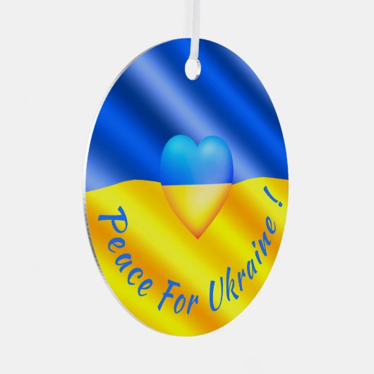 Vrede voor Oekraïne kerstversiering Oekraïense vla Metalen Ornament (Voorkant Rechts)