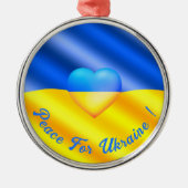 Vrede voor Oekraïne kerstversiering Oekraïense vla Metalen Ornament (Voorkant)