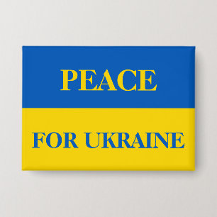 VREDE VOOR OEKRAÏNE. Oekraïense vlag.  Button