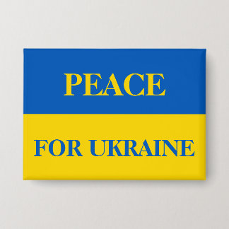 VREDE VOOR OEKRAÏNE. Oekraïense vlag.  Button