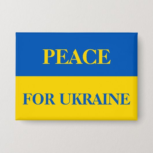 VREDE VOOR OEKRAÏNE. Oekraïense vlag.  Button (Voorkant)