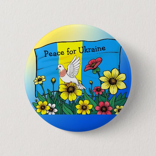 Vrede voor Oekraïne | Oekraïense vlag Ronde Button 5,7 Cm (Voorkant)