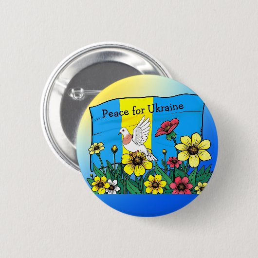 Vrede voor Oekraïne | Oekraïense vlag Ronde Button 5,7 Cm (Voorkant /achterkant)