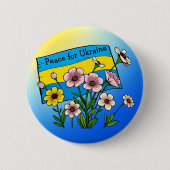 Vrede voor Oekraïne | Oekraïense vlag Ronde Button 5,7 Cm (Voorkant)