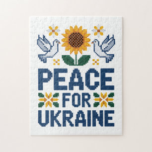 Vrede voor Oekraïne Pixel Folk Art Legpuzzel