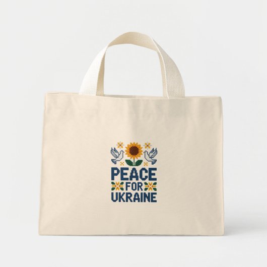 Vrede voor Oekraïne Pixel Folk Art Mini Tote Bag (Voorkant)