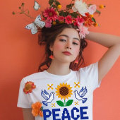 Vrede voor Oekraïne Pixel Folk Art T-shirt