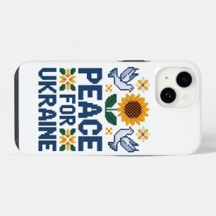 Vrede voor Oekraïne Pixel Volkskunst iPhone 14 Hoesje