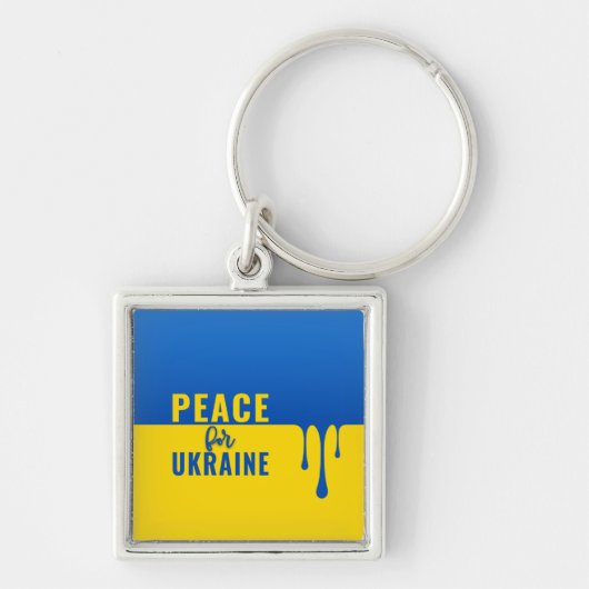 Vrede voor Oekraïne Square Sleutelhanger (Voorkant)