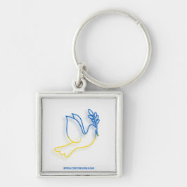 Vrede voor Oekraïne Square Sleutelhanger