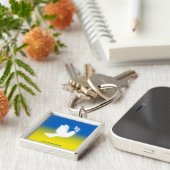 Vrede voor Oekraïne Square Sleutelhanger (Zijkant)