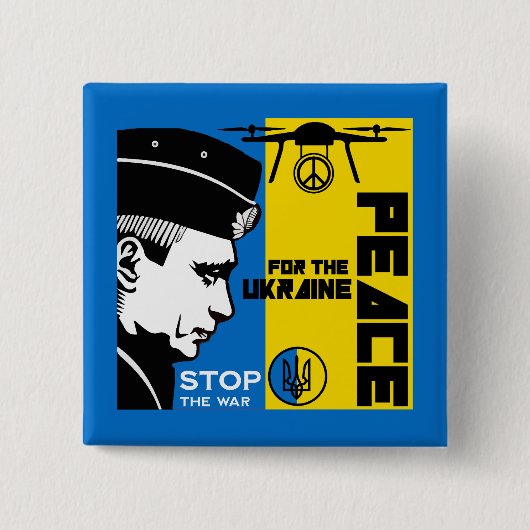 Vrede voor Oekraïne Vierkante Button 5,1 Cm (Voorkant)