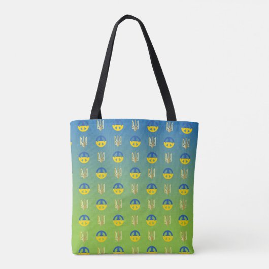 Vrede voor Oekraïne Vredessymbool en Trident Tote Bag (Achterkant)