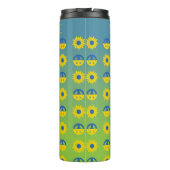 Vrede voor Oekraïne Vredessymbool en zonnebloem Thermosbeker (Achterkant)